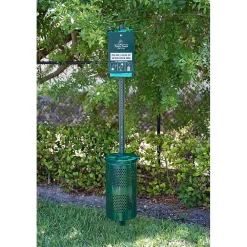 10 Gallon Steel Trash Can Station with Lid, Green (PP-H-Kit)<Poopy Pouch Best