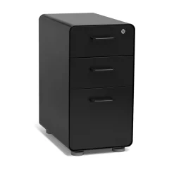 File Cabinets*Poppin Black Slim Stow 3-Drawer Vertical File Cabinet, Black (104666)