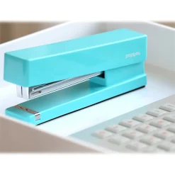 Staplers|Poppin Desktop Stapler, 20-Sheet Capacity, Aqua (100160)