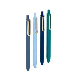 Pens|Poppin Luxe Retractable Gel Pens, Fine Point, 0.7mm, Blue Ink, 4/Pack (105390)