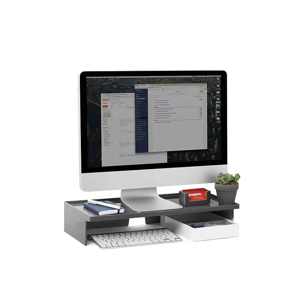 Poppin Riser Monitor Stand, Dark Gray (105201)