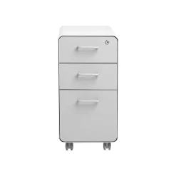 File Cabinets*Poppin The Sort-It-Out 3-Drawer Mobile Vertical File Cabinet, Letter/Legal Size, Lockable, White/Light Gray (104743)