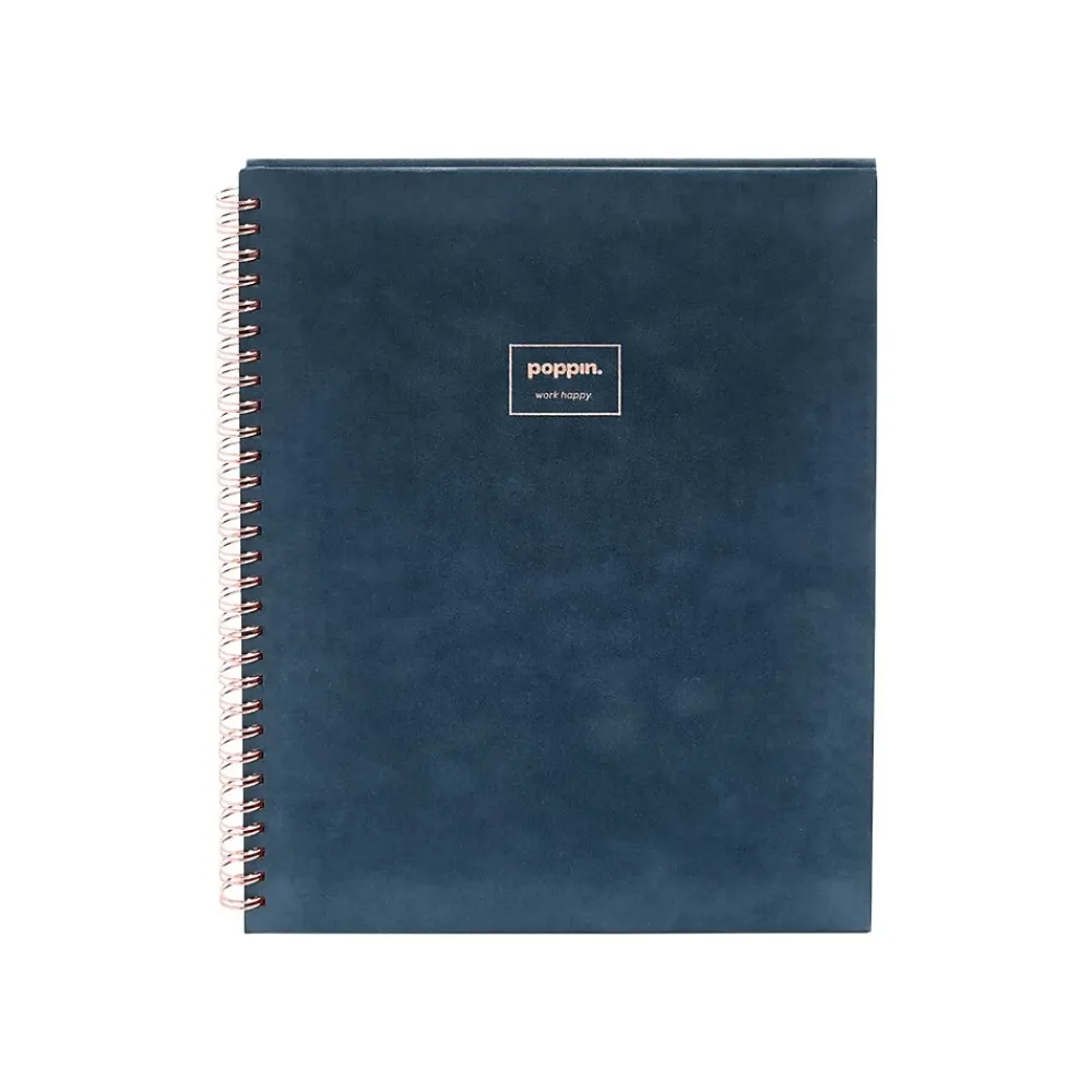 Notebooks|Poppin Velvet Professional Notebooks, 8.25" x 10.25", Narrow Ruled, 40 Sheets, Blue (106159)