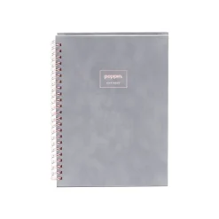 Notebooks|Poppin Velvet Professional Notebooks, 6" x 8.25", Dotted, 40 Sheets, Gray/Silver (106163)