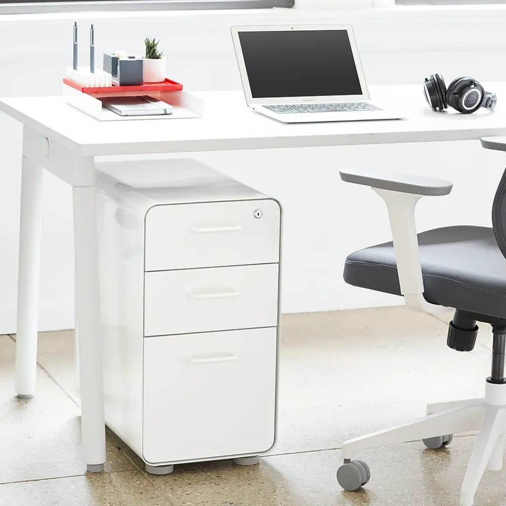 File Cabinets*Poppin White Slim Stow 3-Drawer Vertical File Cabinet, White (104667)