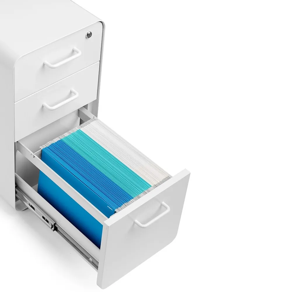 File Cabinets*Poppin White Slim Stow 3-Drawer Vertical File Cabinet, White (104667)