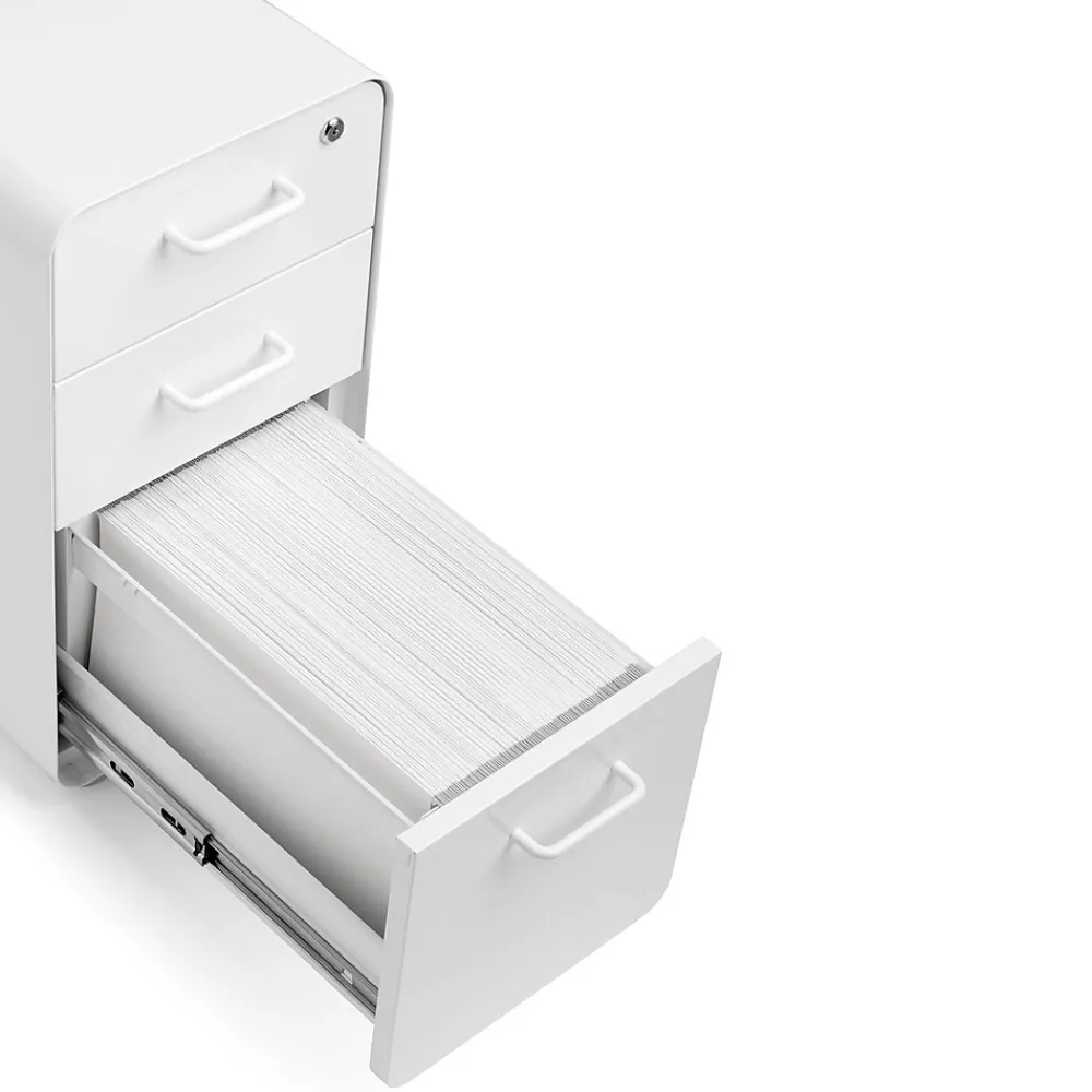 File Cabinets*Poppin White Slim Stow 3-Drawer Vertical File Cabinet, White (104667)