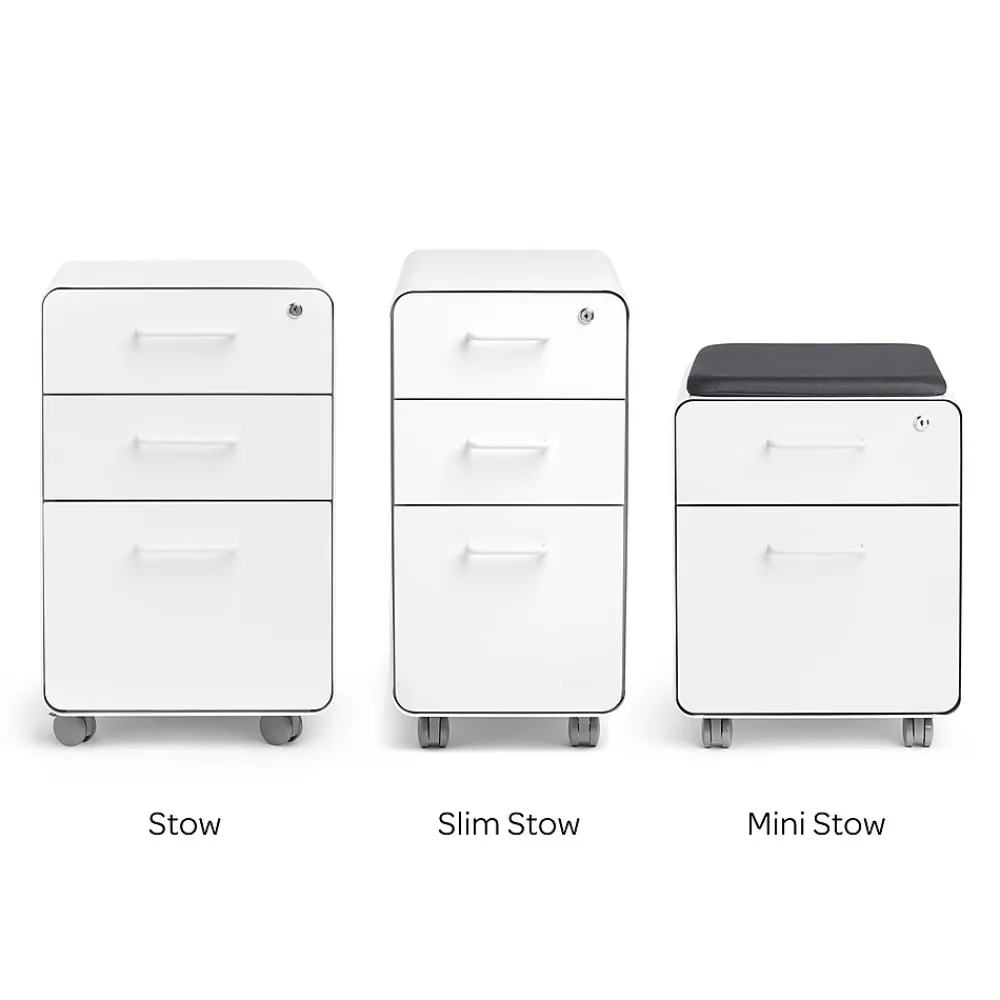 File Cabinets*Poppin White Slim Stow 3-Drawer Vertical File Cabinet, White (104667)