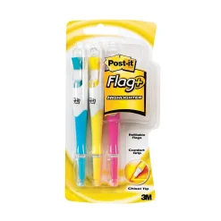 Highlighters|Post-it ® Flag + Highlighter, Assorted Colors, 150 Flags/Pack, 3 Highlighters/Pack (689-HL3)