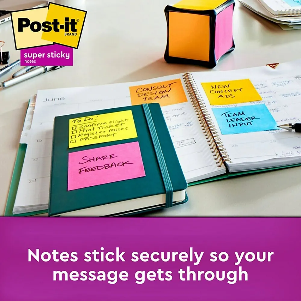 Post-It Notes*Post-it Full Adhesive Notes, 3" x 3", Energy Boost Collection, 30 Sheet/Pad, 4 Pads/Pack (F3304SSAU)
