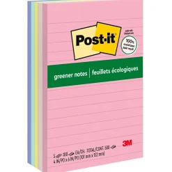 Post-It Notes*Post-it Greener Recycled Notes, 4" x 6", Collection, Lined, 100 Sheet/Pad, 5 Pads/Pack (6605PKRPA) Sweet Sprinkles