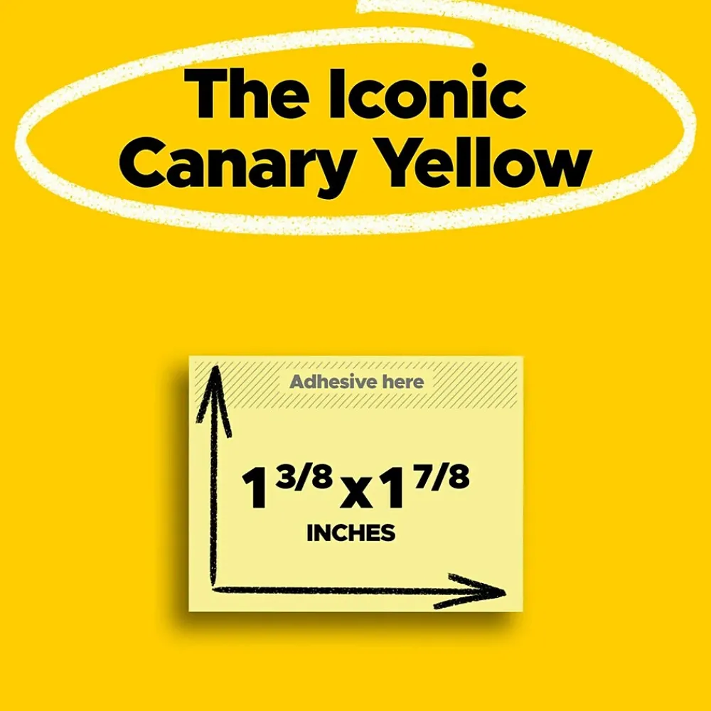 Post-It Notes*Post-it Notes, 1 3/8" x 1 7/8", Collection, 100 Sheet/Pad, 12 Pads/Pack (653-YW) Canary