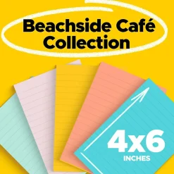 Post-It Notes*Post-it Notes, 4" x 6", Collection, Lined, 100 Sheet/Pad, 5 Pads/Pack (6605PKAST) Beachside Café