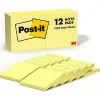 Post-It Notes*Post-it Notes, 3" x 3", Canary Collection, 100 Sheet/Pad, 12 Pads/Pack (654-12YW)