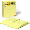 Sticky Notes*Post-it Notes, 3" x 5", Canary Collection, Lined, 100 Sheet/Pad, 12 Pads/Pack (635YW)