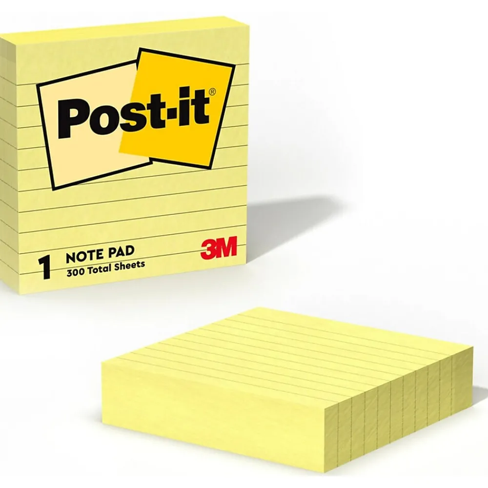 Post-It Notes*Post-it Notes, 4" x 4", Canary Collection, Lined, 300 Sheet/Pad (675-YL)