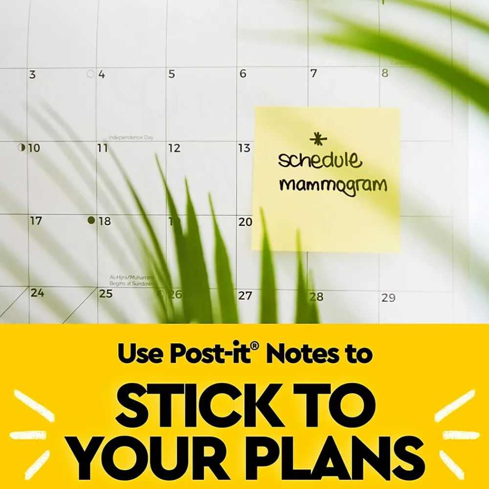 Sticky Notes*Post-it Notes, 3" x 3", Canary Collection, Lined, 100 Sheet/Pad, 6 Pads/Pack (630-6PK) Canary Yellow