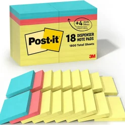 Post-It Notes*Post-it Notes, 3" x 3", Canary Collection, 100 Sheet/Pad, 18 Pads/Pack (654144B) Canary Yellow/Poptimistic Collection