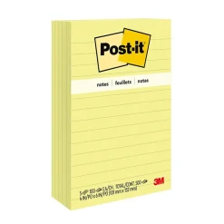 Post-It Notes*Post-it Notes, 4" x 6", Canary Collection, Lined, 100 Sheet/Pad, 5 Pads/Pack (6605PK) Canary Yellow