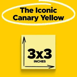 Post-It Notes*Post-it Notes, 3" x 3", Canary Collection, 100 Sheet/Pad, 18 Pads/Pack (654-14+4YW) Canary Yellow