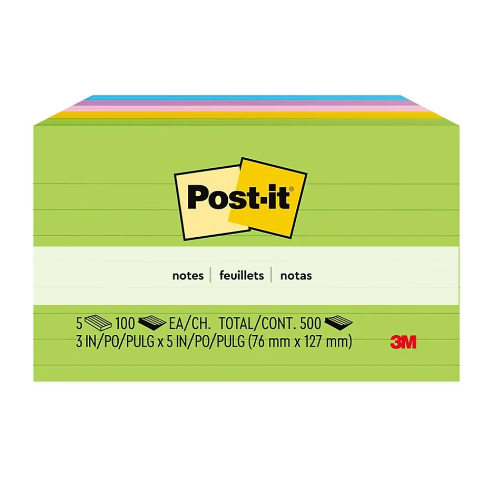 Post-It Notes*Post-it Notes, 3" x 5", Collection, Lined, 100 Sheet/Pad, 5 Pads/Pack (635-5AU) Floral Fantasy