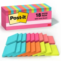 Post-It Notes*Post-it Notes, 3" x 3", Collection, 100 Sheet/Pad, 18 Pads/Pack (65418CTCP) Poptimistic