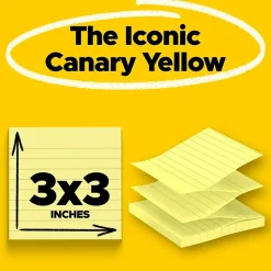 Post-It Notes*Post-it Pop-up Notes, 3" x 3", Canary Collection, Lined, 100 Sheet/Pad, 6 Pads/Pack (R335) Canary Lined