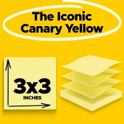 Sticky Notes*Post-it Pop-up Notes, 3" x 3", Canary Collection, 90 Sheet/Pad, 18 Pads/Pack (R330-18CP)