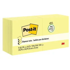 Post-It Notes*Post-it Recycled Pop-up Notes, 3" x 3", Canary Collection, 100 Sheet/Pad, 12 Pads/Pack (R330RP12YW) Canary Yellow