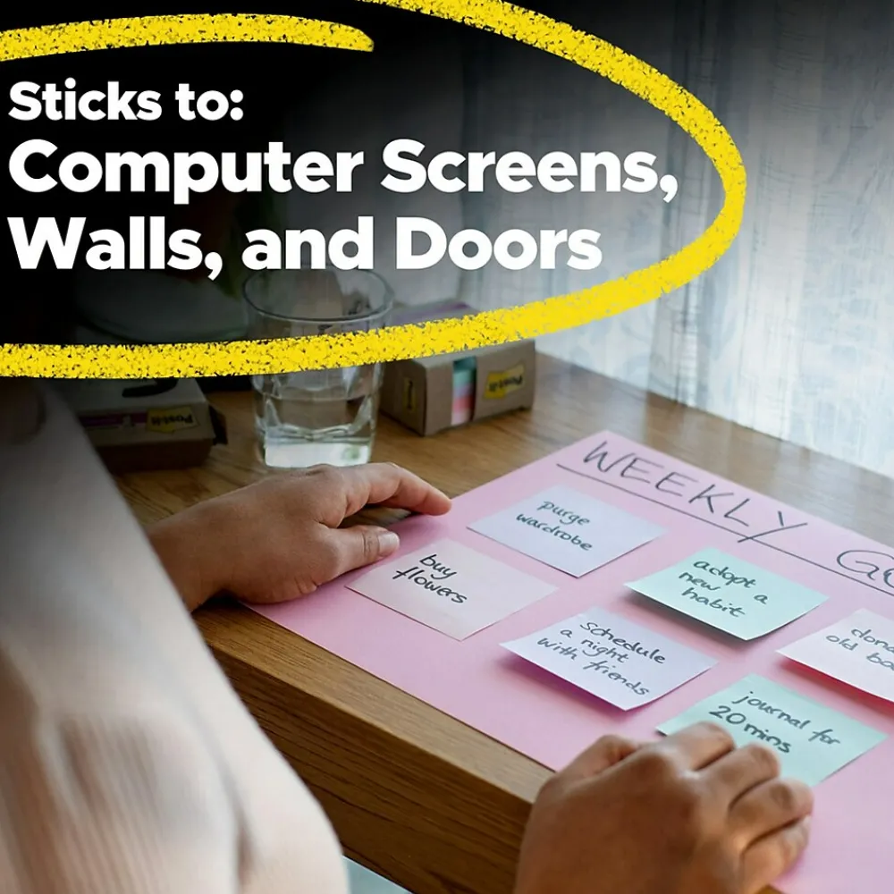 Post-It Notes*Post-it Recycled Super Sticky Notes, 4" x 4", Collection, Lined, 70 Sheet/Pad, 3 Pads/Pack (675R-3SSNRP) Wanderlust Pastels