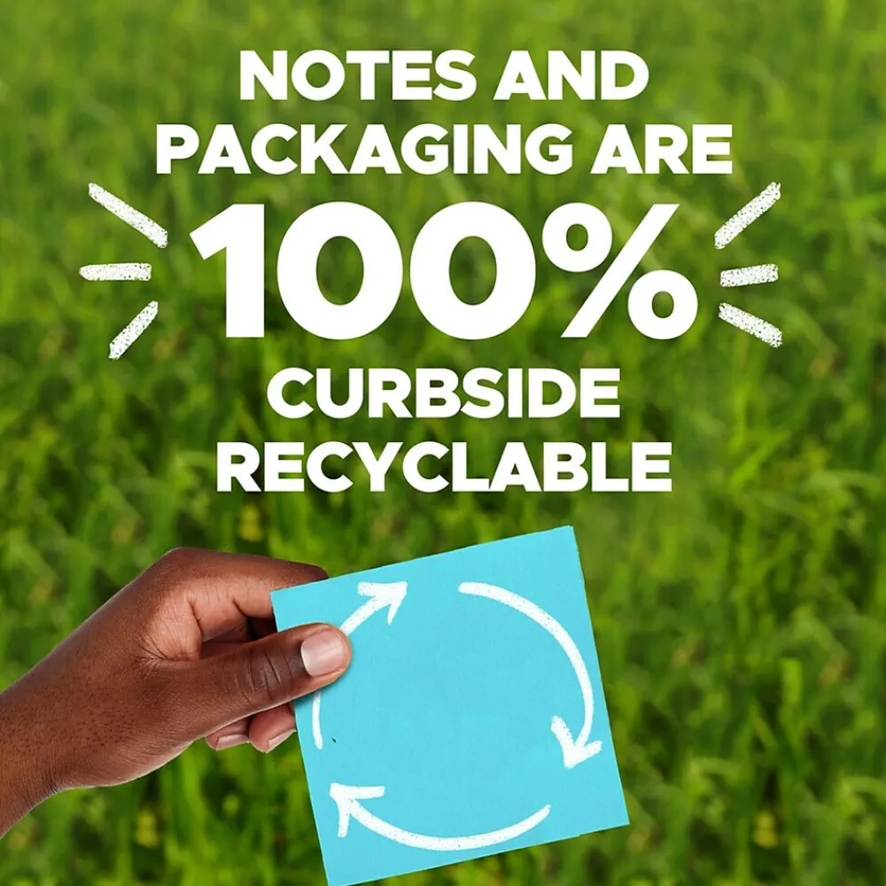 Post-It Notes*Post-it Recycled Super Sticky Notes, 4" x 4", Collection, Lined, 70 Sheet/Pad, 3 Pads/Pack (675R-3SSNRP) Wanderlust Pastels