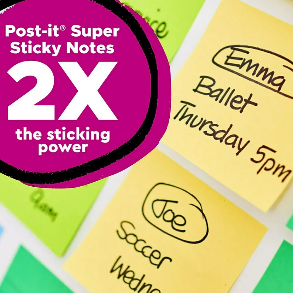 Post-It Notes*Post-it Recycled Super Sticky Notes, 3" x 5", Canary Collection, 70 Sheet/Pad, 12 Pads/Pack (655R-12SSCY)