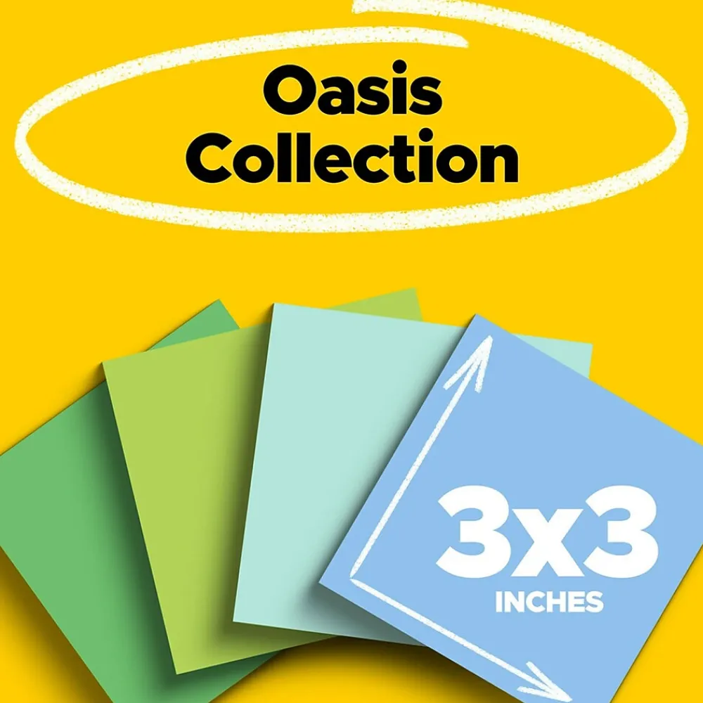 Post-It Notes*Post-it Recycled Super Sticky Notes, 3" x 3", Oasis Collection, 70 Sheet/Pad, 24 Pads/Pack (654R-24SST-CP)
