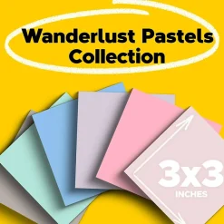 Post-It Notes*Post-it Recycled Super Sticky Notes, 3" x 3", Wanderlust Pastels Collection, 70 Sheet/Pad, 12 Pads/Pack (654R-12SSNRP)