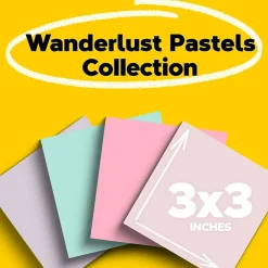 Post-It Notes*Post-it Recycled Super Sticky Notes, 3" x 3", Wanderlust Pastels Collection, 70 Sheet/Pad, 24 Pads/Pack (654R-24SSNRPCP)
