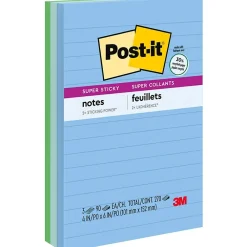 Post-It Notes*Post-it Recycled Super Sticky Notes, 4" x 6", Oasis Collection, Lined, 90 Sheet/Pad, 3 Pads/Pack (6603SST)
