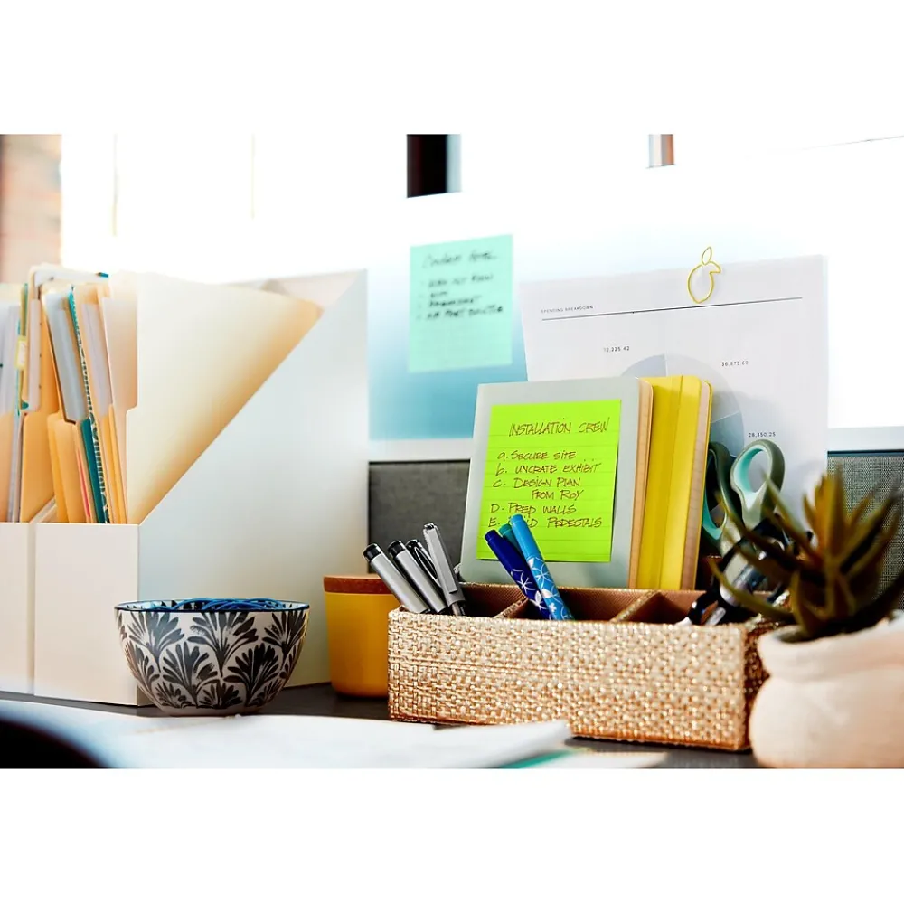 Post-It Notes*Post-it Recycled Super Sticky Notes, 4" x 4", Bora Bora Collection, Lined, 90 Sheet/Pad, 4 Pads/Pack (675-4SST)