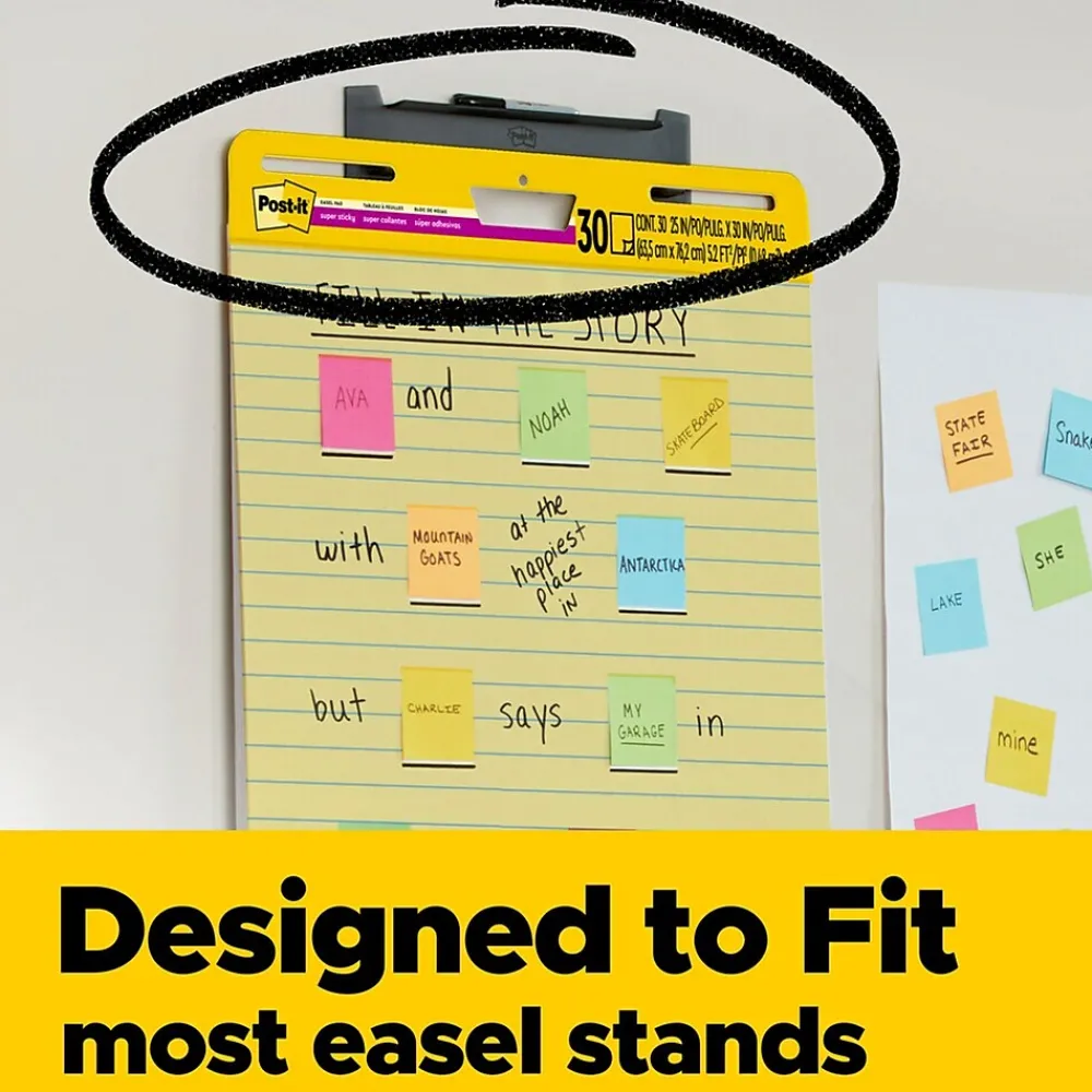 Easel Paper Pads*Post-it ® Super Sticky Easel Pad, 25" x 30", Yellow with Lines, 30 Sheets/Pad (561)