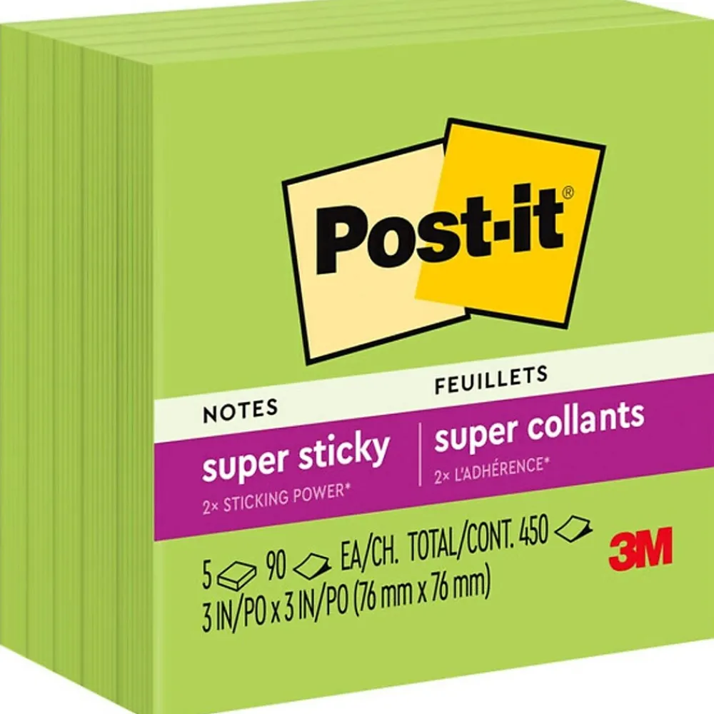 Post-It Notes*Post-it Super Sticky Notes, 3" x 3", Marrakesh Collection, 90 Sheet/Pad, 5 Pads/Pack (654-5SSLE)