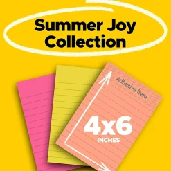 Post-It Notes*Post-it Super Sticky Notes, 4" x 6", Summer Joy Collection, Lined, 90 Sheet/Pad, 3 Pads/Pack (660-3SSJOY)