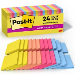 Post-It Notes*Post-it Super Sticky Notes, 3" x 3", Collection, 70 Sheet/Pad, 24 Pads/Pack (654-24SSJOY-CP) Summer Joy