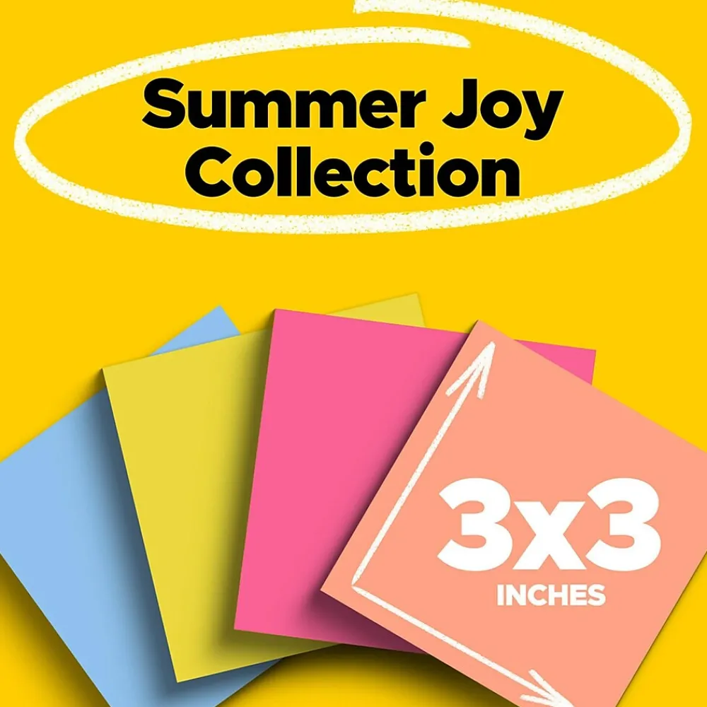 Post-It Notes*Post-it Super Sticky Notes, 3" x 3", Collection, 70 Sheet/Pad, 24 Pads/Pack (654-24SSJOY-CP) Summer Joy