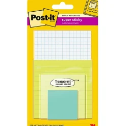 Post-It Notes*Post-it Super Sticky Notes with Transparent Notes, Assorted Collection, 45 Sheet/Pad, 4 Pads/Pack (4622-SSGRID-TR)