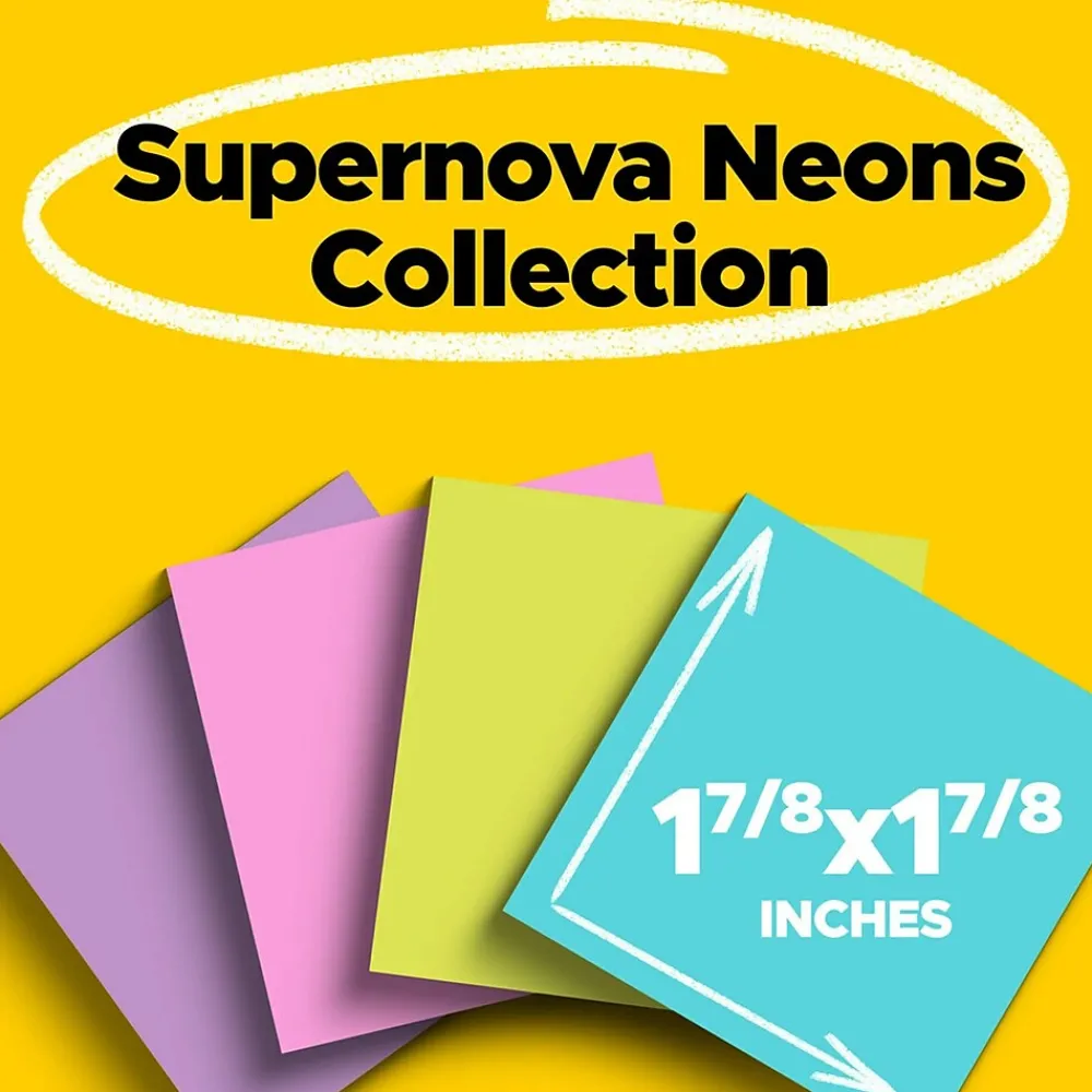 Sticky Notes*Post-it Super Sticky Notes, 1-7/8" x 1-7/8", Supernova Neons Collection, 90 Sheet/Pad, 8 Pads/Pack (622-8SSMIA)