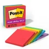 Post-It Notes*Post-it Super Sticky Notes, 4" x 4", Playful Primaries Collection, Lined, 90 Sheet/Pad, 6 Pads/Pack (6756SSAN)
