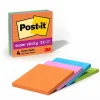 Post-It Notes*Post-it Super Sticky Notes, 4" x 4", Energy Boost Collection, Lined, 90 Sheet/Pad, 4 Pads/Pack (675-4SSUC)