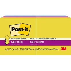Post-It Notes*Post-it Super Sticky Pop-up Notes, 3" x 3", Summer Joy Collection, 90 Sheet/Pad, 6 Pads/Pack (R330-6SSJOY)