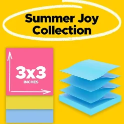 Post-It Notes*Post-it Super Sticky Pop-up Notes, 3" x 3", Summer Joy Collection, 90 Sheet/Pad, 10 Pads/Pack (R330-10SSJOY)