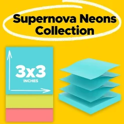 Post-It Notes*Post-it Super Sticky Pop-up Notes, 3" x 3", Supernova Neons Collection, 90 Sheets/Pad, 18 Pads/Pack (R330-18SSMIACP)