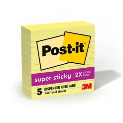 Sticky Notes*Post-it Super Sticky Pop-up Notes, 4" x 4", Canary Collection, Lined, 90 Sheet/Pad, 6 Pads/Pack (R440YWSS)